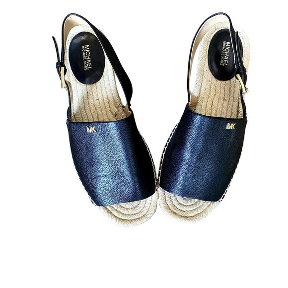 Michael Kors Black Fisher Espadrille Flat Slingback Sandal Women's 9.5M - Picture 2 of 12